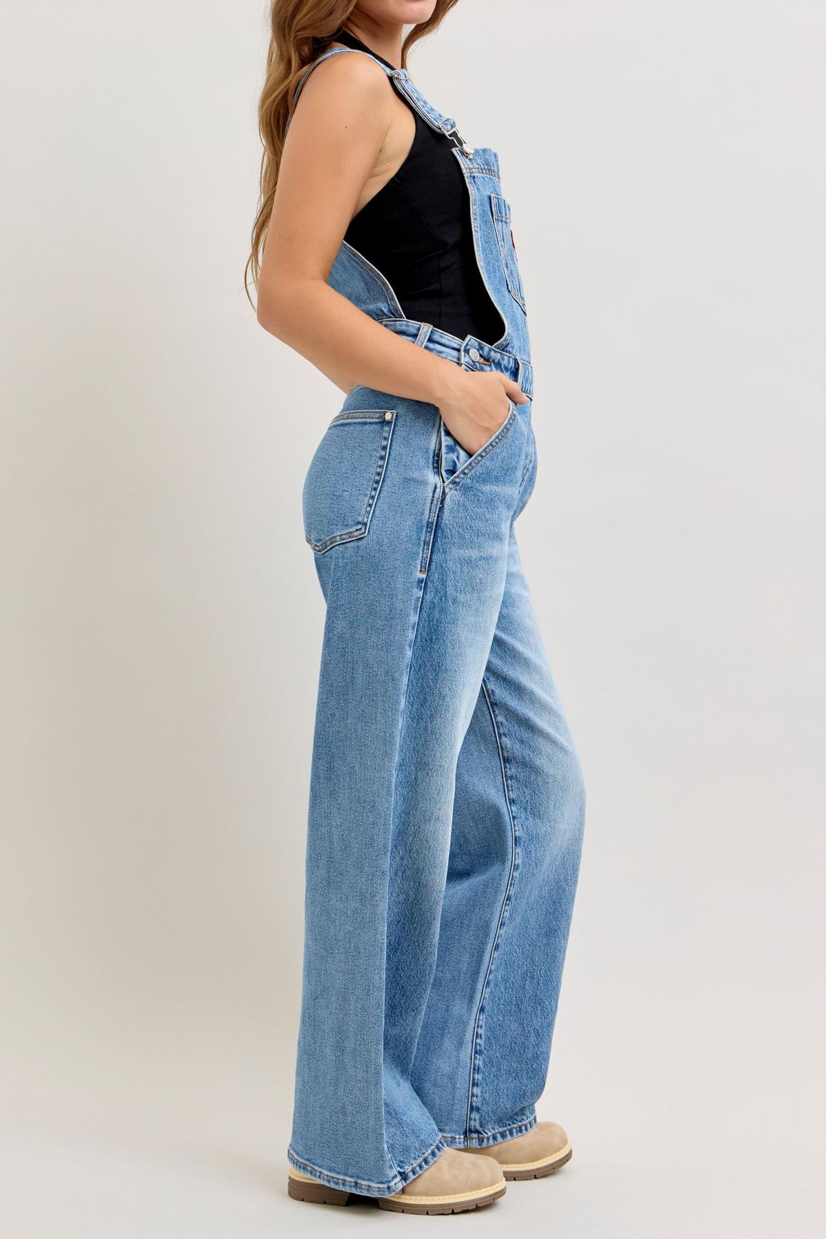 High Waist Rigid Magic Column Denim Overall - by Judy Blue