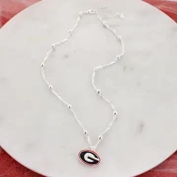 Georgia Bulldog - 16" silver necklace