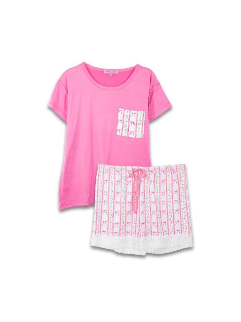 Strawberry Bow Print T-shirt Pajama Set - by Simply Southern