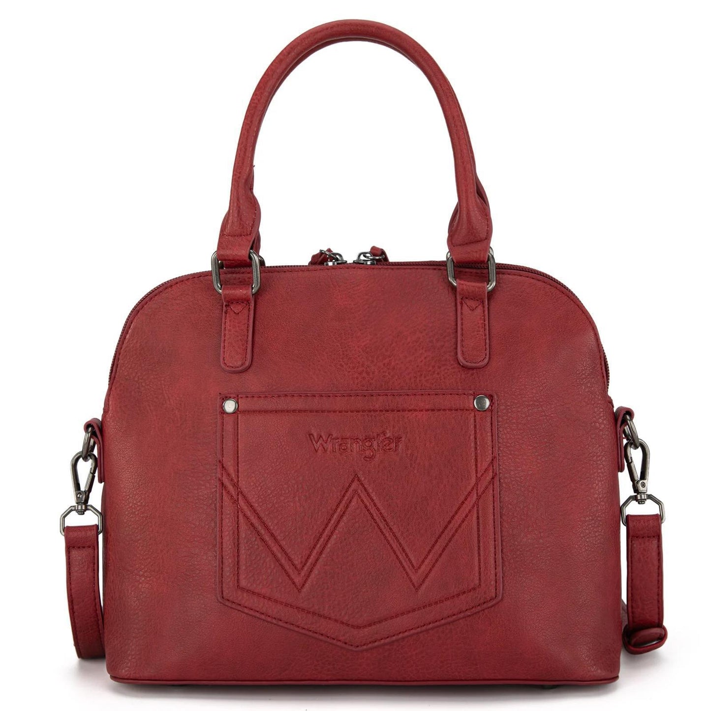 Wrangler Top Handle Classic Barrel Satchel Bag/Crossbody - Burgundy - by Montana West