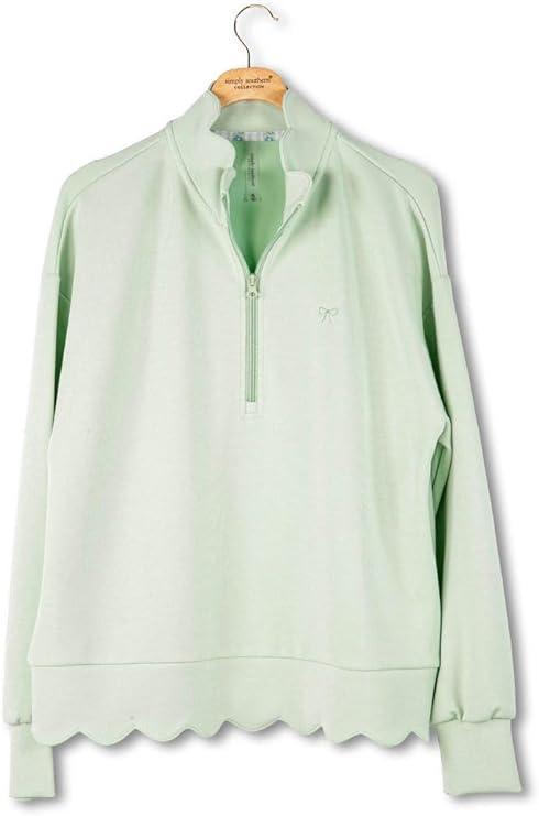 Scalloped Pullover Top - Sage - by Simply Southern