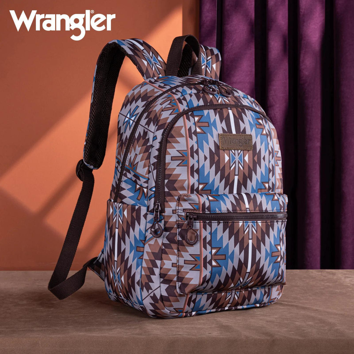Wrangler Aztec Print Backpack - Coffee - by Montana West
