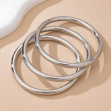 Chunky Triple Tube Bracelet - Silver - JOSSLYN