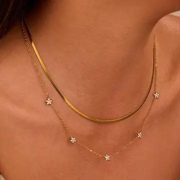 18k Stainless Steel Tarnish Free Layered Necklace - JOSSLYN