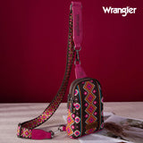 Wrangler Aztec Print Crossbody Sling Chest Bag - Hot Pink - by Montana West