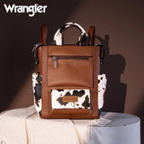 Wrangler Cow Print Tote/Shoulder Bag Convertible Backpack - Brown - by Montana West
