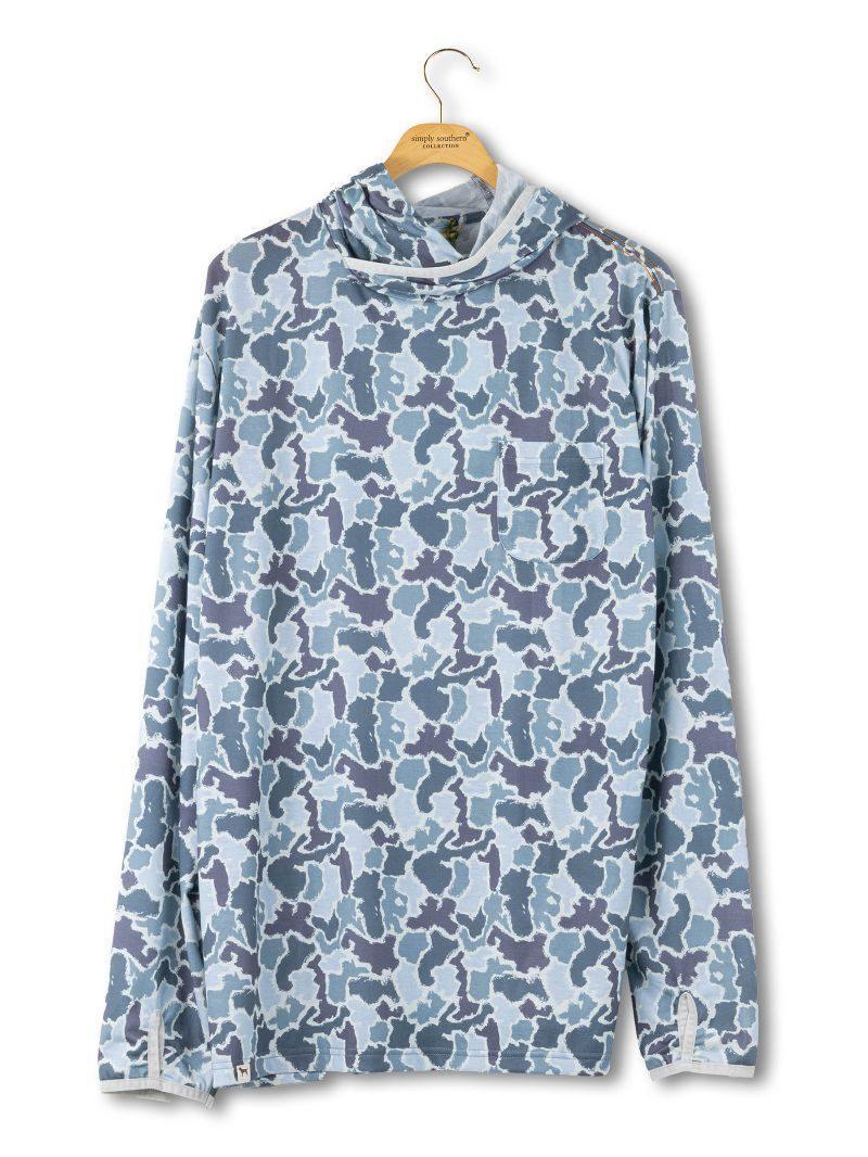 Men's Sport Hoodie - Blue Camo - by Simply Southern