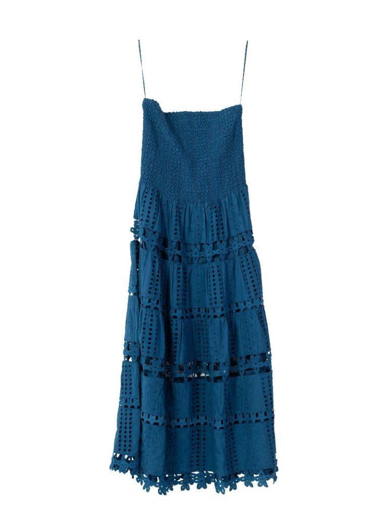 Shirred Strapless Dress - Ocean - by Simply Southern