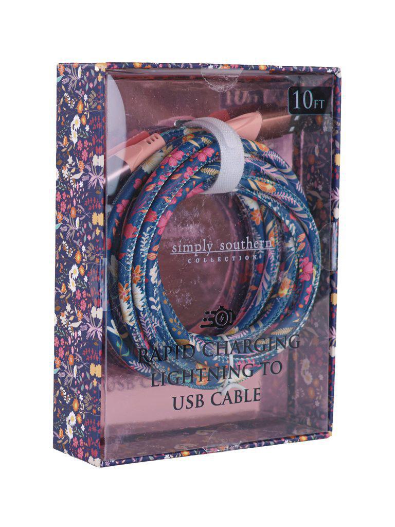 10-Foot Apple Lighting USB Cable - Navy Field - by Simply Southern