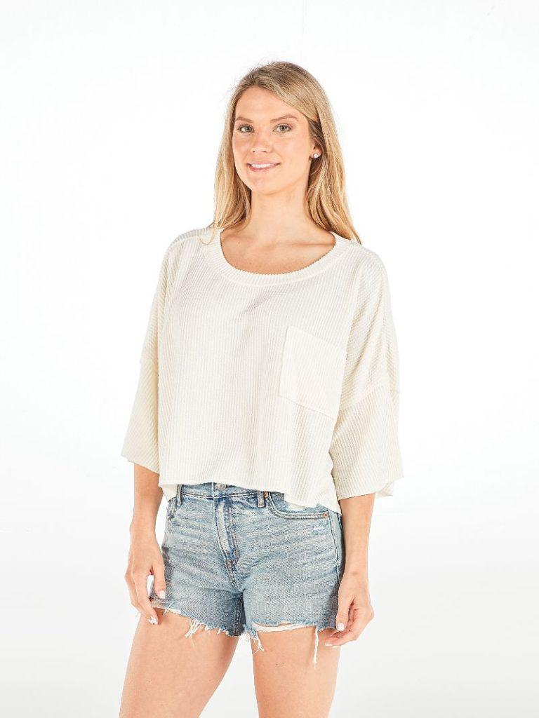 Knit Pocket Tee - Ivory - by Simply Southern