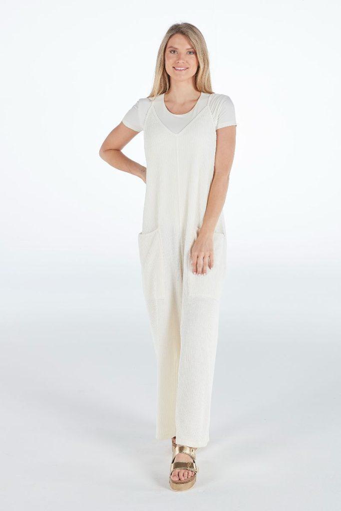 Corded Jumpsuit - Ivory - by Simply Southern