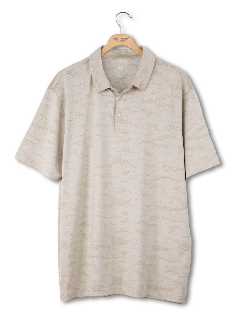 Men's Jacquard Polo UPF - Beige - by Simply Southern
