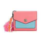 Wrangler Tri-Fold Wallet with Keyring Pom - Pink/Blue - by Montana West