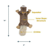 Stuffless Squirrel Squeaker Dog Toy, by TALL TAILS®