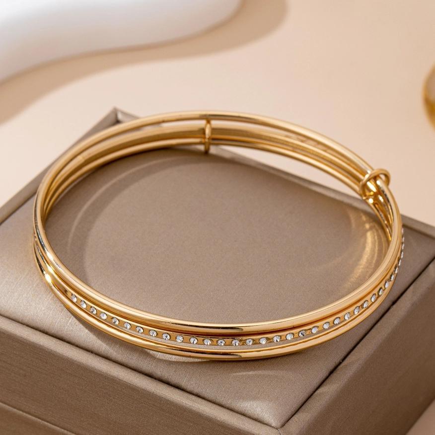 Gold & Silver Bangles with Crystal Row Bracelet - by JOSSLYN