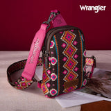 Wrangler Aztec Print Crossbody Sling Chest Bag - Hot Pink - by Montana West