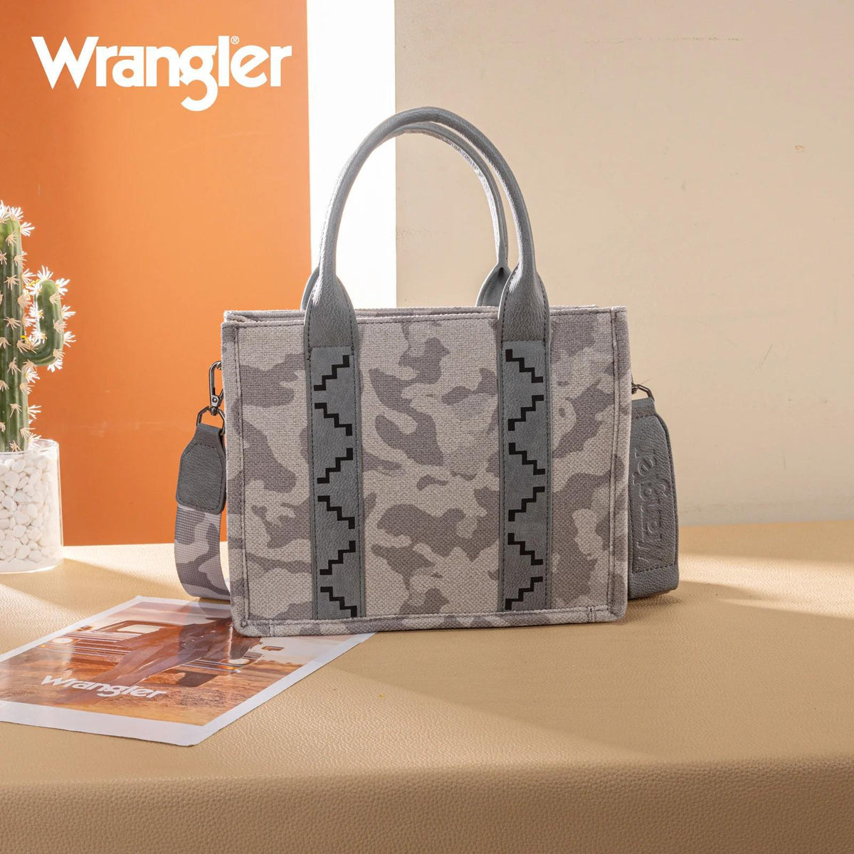 Wrangler Camo Print Tote/Crossbody - Grey - by Montana West