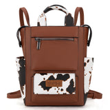 Wrangler Cow Print Tote/Shoulder Bag Convertible Backpack - Brown - by Montana West