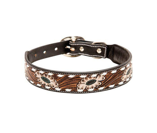 Hotshots Hand-Tooled Leather Dog Collar - by Myra