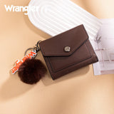 Wrangler Tri-Fold Wallet with Keyring Pom Pom - Coffee - by Montana West
