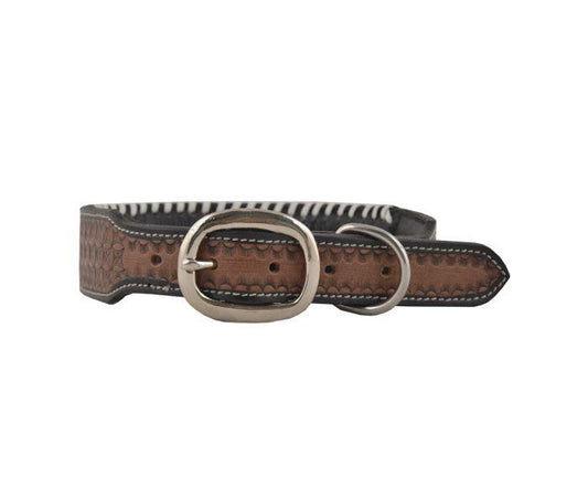 Oxy Daisy Hand-Tooled Leather Dog Collar - by Myra