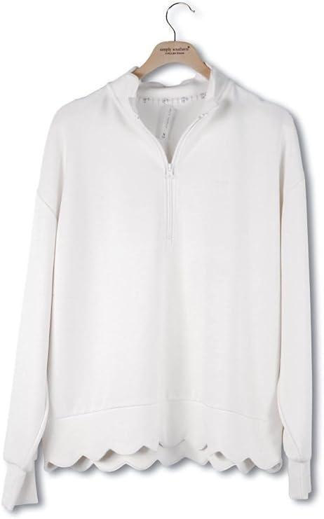 Scalloped Pullover Top - Pearl - by Simply Southern