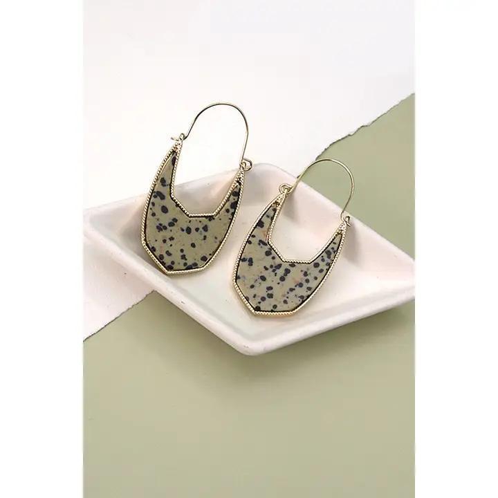 Natural Stone Geo Hoop Earrings - by JOSSLYN