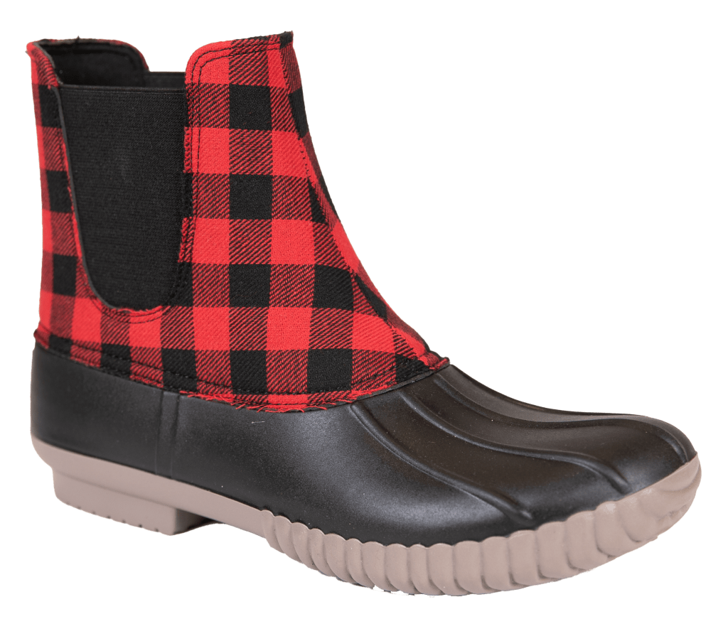 Red Plaid Women s Slip On Duck Boots by Simply Southern