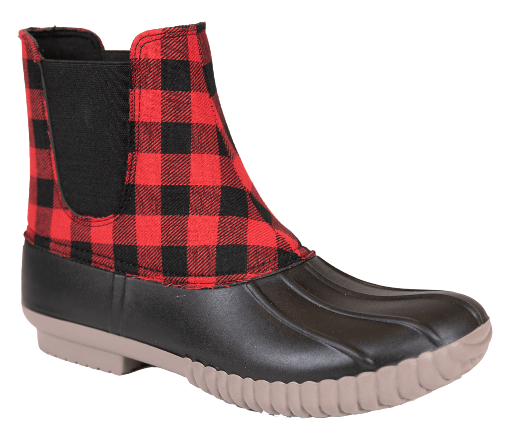 Red Plaid Women s Slip On Duck Boots by Simply Southern Here Today Gone Tomorrow