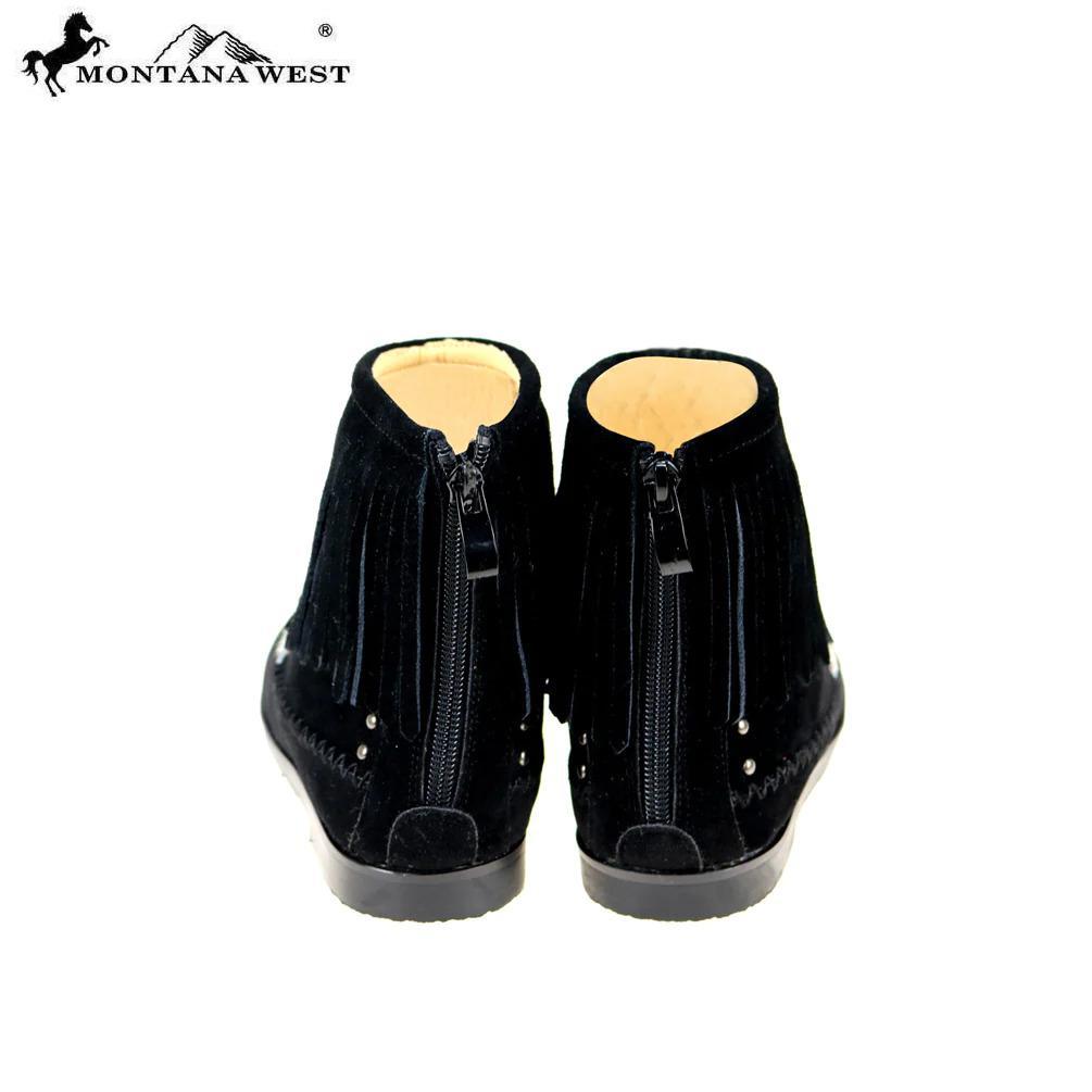 Montana West Western Booties Genuine Hair-On Cowhide - Black - by Montana West