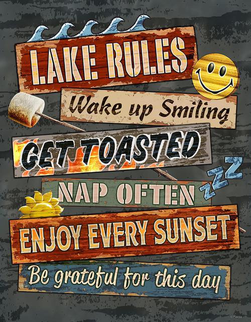Lake Rules - Vintage-style Tin Sign
