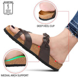 IRENIC WOMEN’S STRAPPY SLIDE SANDALS - BROWN - BY AEROTHOTIC