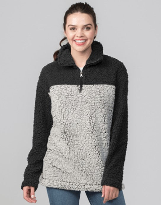 Quarter Zip Pullover Sherpa (Black & Frosty Gray) - by Boxercraft®