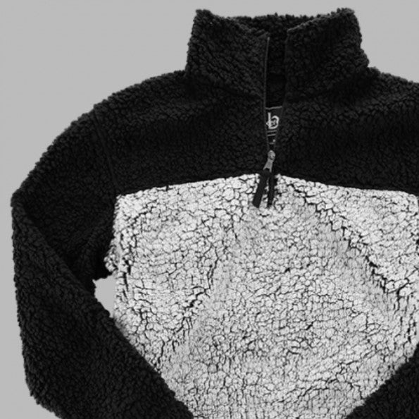 Quarter Zip Pullover Sherpa (Black & Frosty Gray) - by Boxercraft®