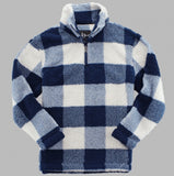 Quarter Zip Pullover Sherpa (Navy & Natural White Buffalo Plaid) - by Boxercraft®