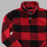 Quarter Zip Pullover Sherpa (Red & Black Buffalo Plaid) - by Boxercraft®