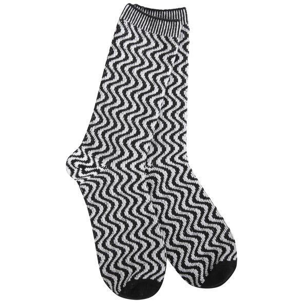 Weekend Gallery Swirl Crew - Black - by World's Softest Socks
