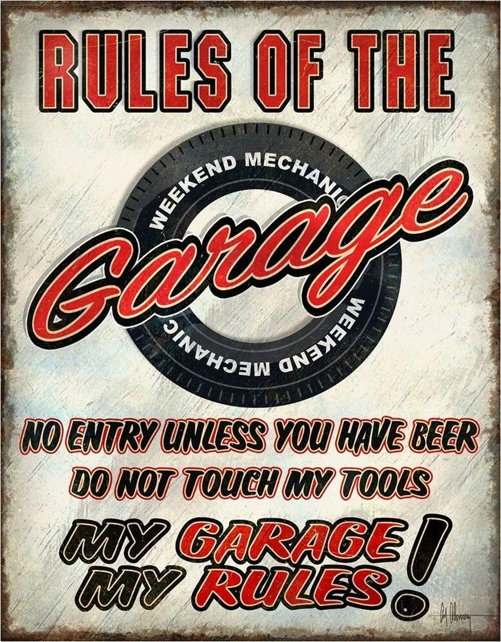 Rules of the Garage - Vintage-style Tin Sign