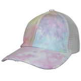 CRISS CROSS PONY CAP TIE DYE COTTON CANDY/WHITE by C.C