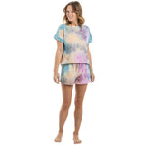 FUCHSIA, TEAL, AND YELLOW TIE DYE LOUNGEWEAR SET -  by Katydid