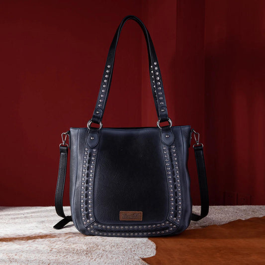 Wrangler Rivets Concealed Carry Oversize Tote/Crossbody - Black - by Montana West