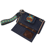 Wrangler Aztec Print Bi-Fold Wallet Wristlet - Navy - by Montana West