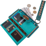 Wrangler Aztec Print Bi-Fold Wallet Wristlet - Turquoise - by Montana West