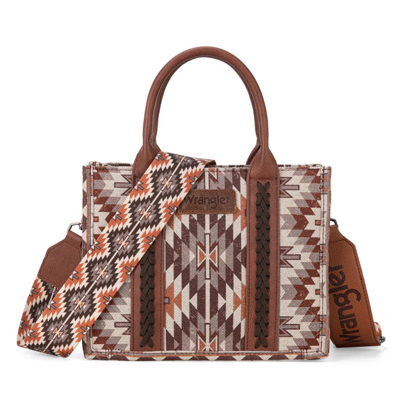 Wrangler Southwestern Small Canvas Tote/Crossbody - Brown - by Montana West