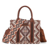 Wrangler Southwestern Small Canvas Tote/Crossbody - Brown - by Montana West