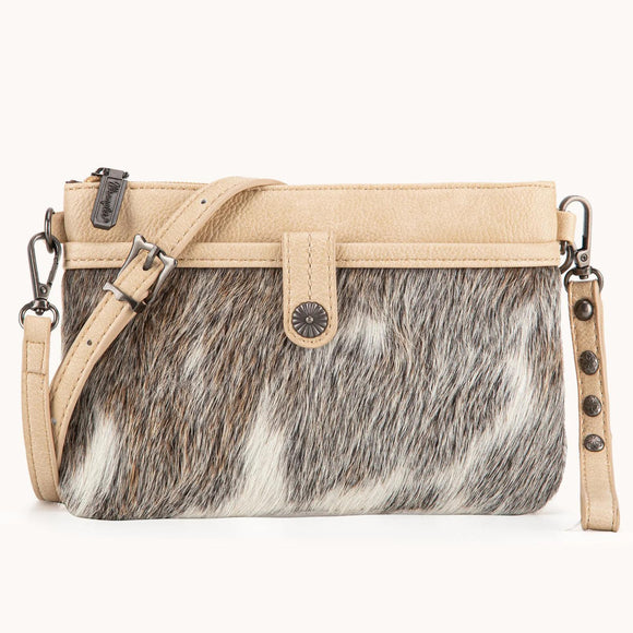 Wrangler Hair-On Cowhide Collection Crossbody - Tan - by Montana West - by Montana West