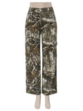 Camouflage Plant Print Straight Leg Pants - by Hidden Brand