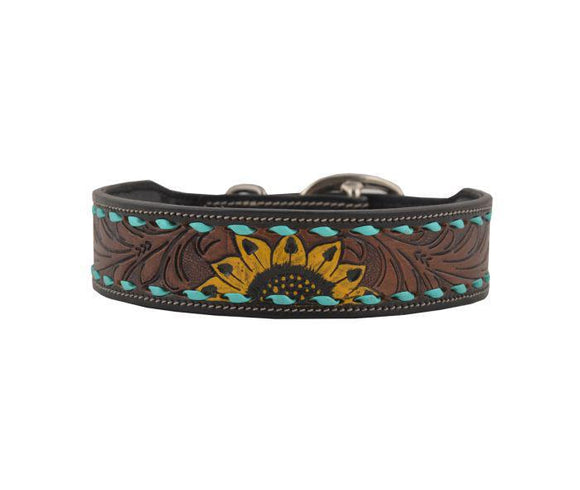 Scenic Hand-Tooled Leather Dog Collar - by Myra
