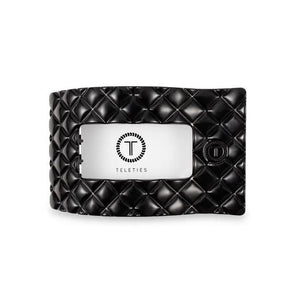 Jet Black Quilted Flat Rectangle Hair Clip - Medium - By Teleties