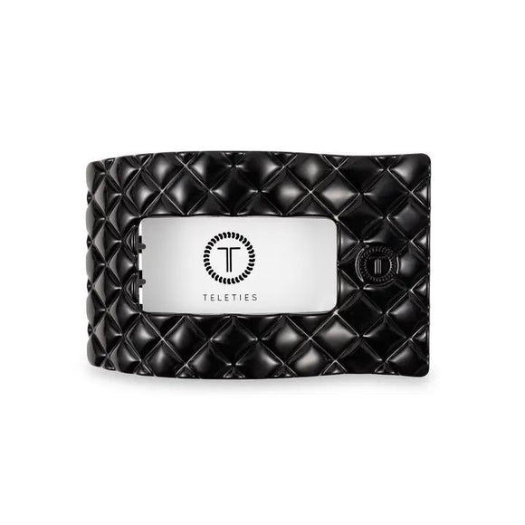 Jet Black Quilted Flat Rectangle Hair Clip - Medium - By Teleties
